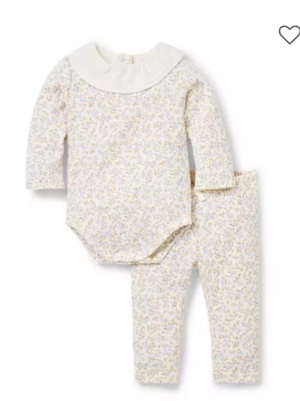 Janie and Jack Cream Floral Collar Bodysuit and Leggings Set